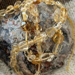 Genuine natural citrine loose beads on string for jewelry making